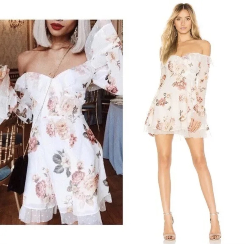 Majorelle Revolve Floral white zinnia ruffle mesh dress - Pristine condition - Picture 3 of 4
